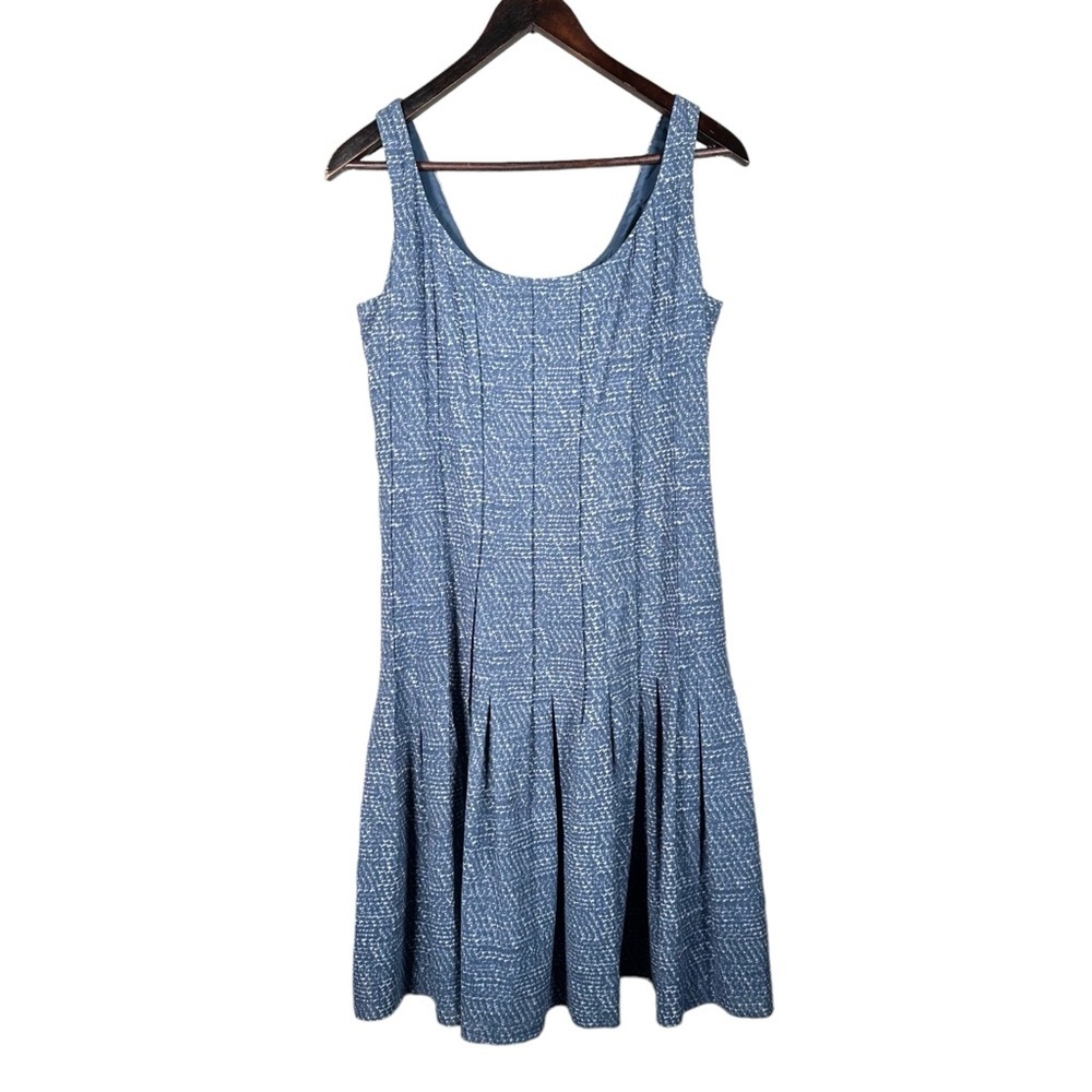 AKRIS PUNTO Pleated Dropped Waist Sleeveless Sheath Dress